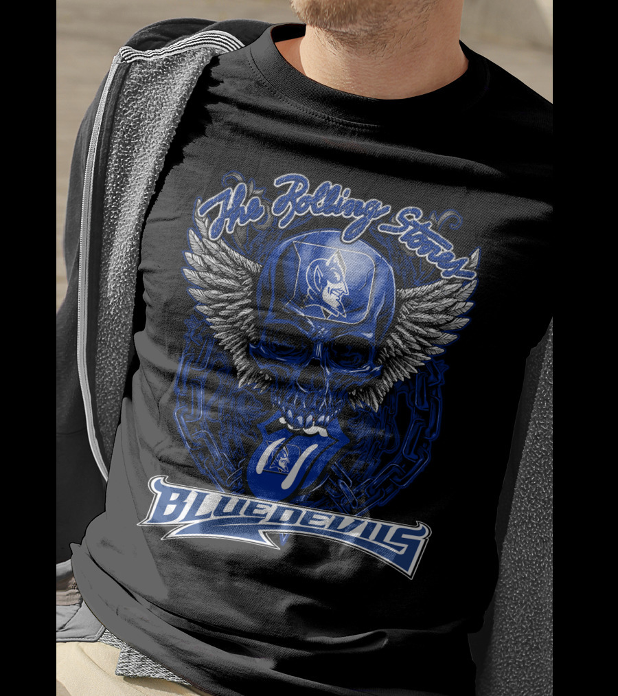 The Rolling Stones Duke Blue Devils Skull With Wings And Tongue T-Shirt