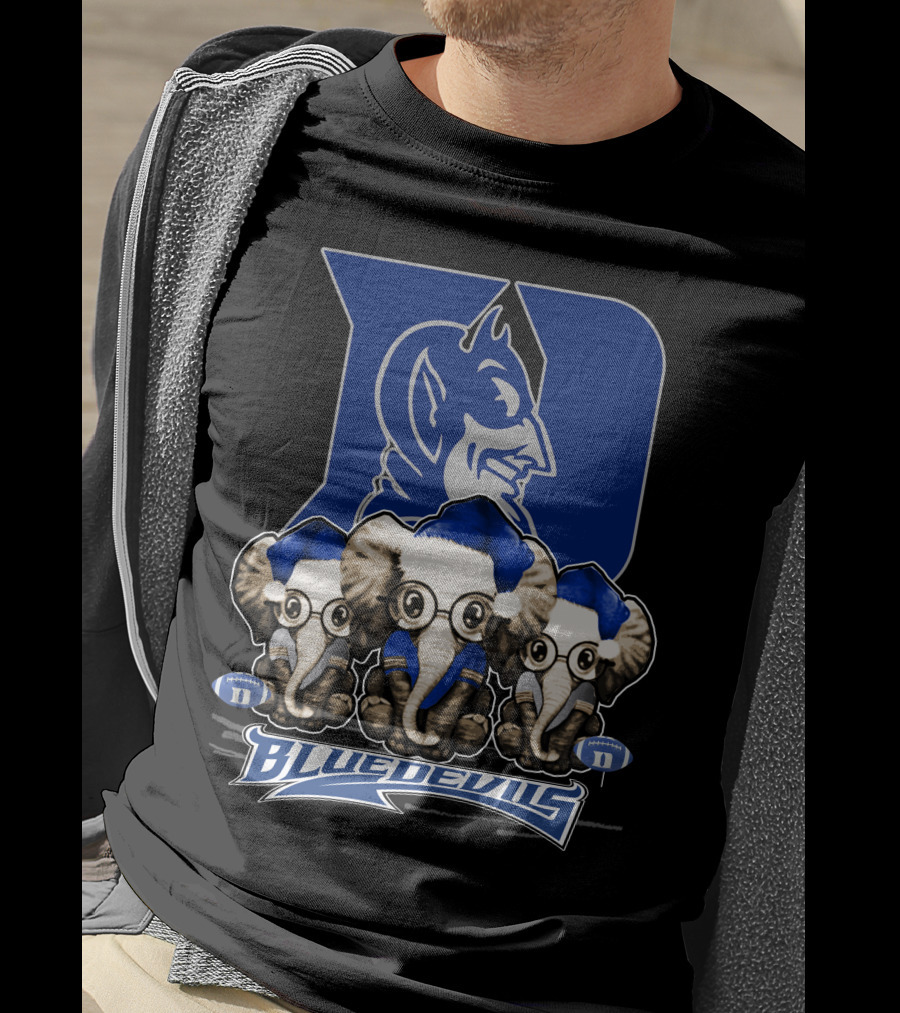 Elephant Xmas Duke Blue Devils Holiday Trio T-Shirt