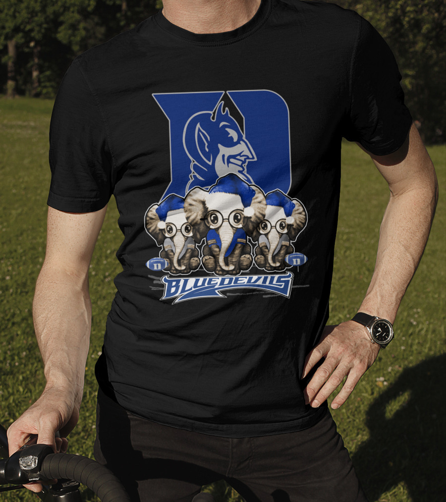 Elephant Xmas Duke Blue Devils Holiday Trio T-Shirt