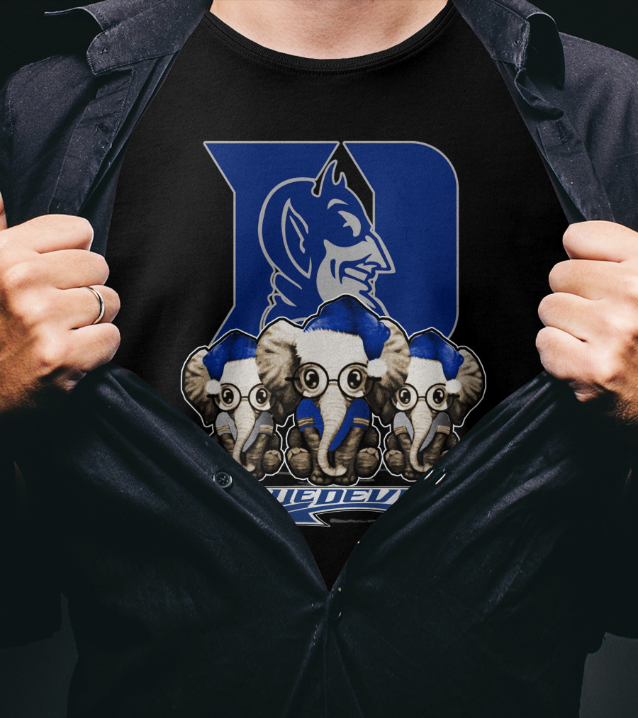 Elephant Xmas Duke Blue Devils Holiday Trio T-Shirt