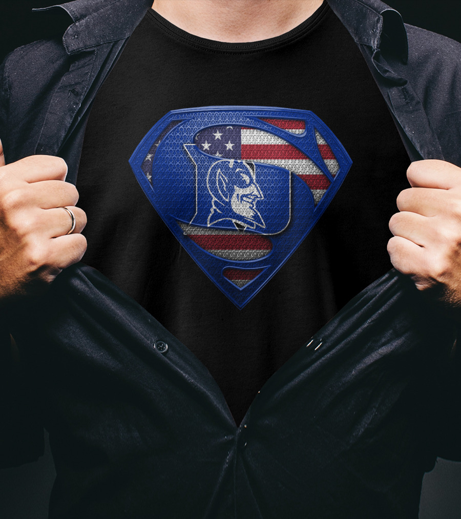 Duke Blue Devils Superman American Flag T-Shirt