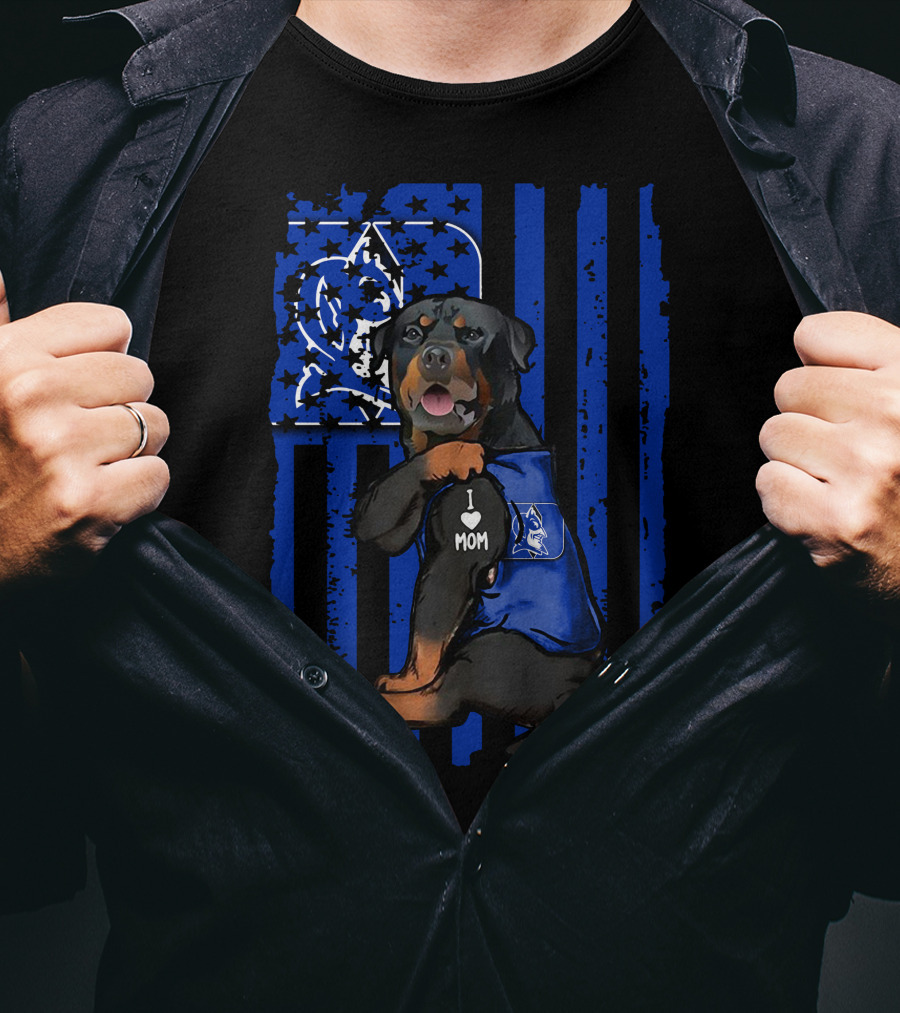 Rottweiler Duke Blue Devils I Love Mom T-Shirt