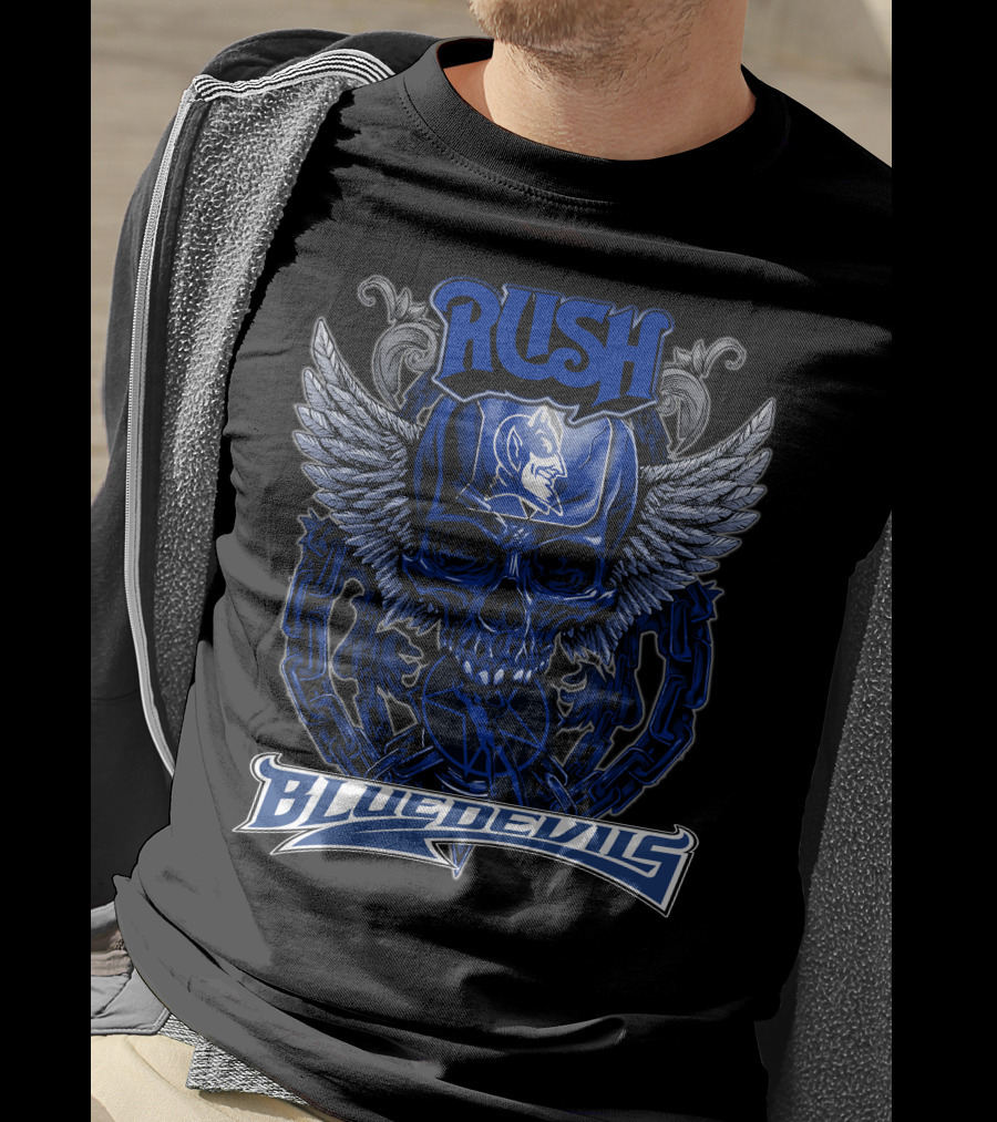 Rush Duke Blue Devils Winged Skull Emblem T-Shirt