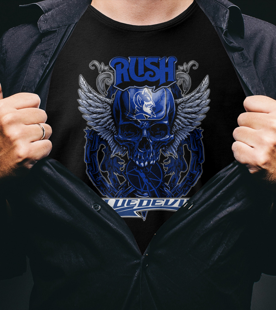 Rush Duke Blue Devils Winged Skull Emblem T-Shirt