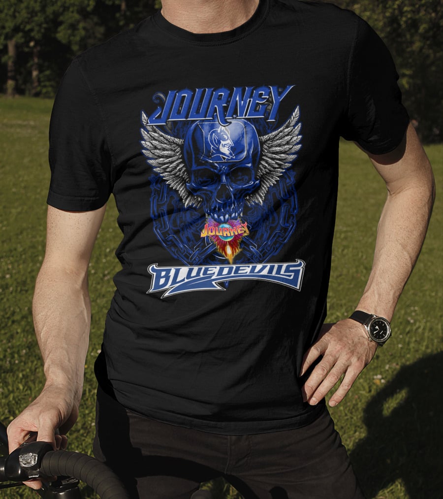 Journey Blue Devils Skull Wings Flame T-Shirt