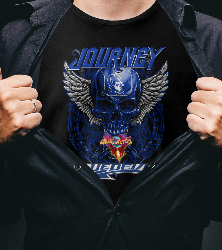 Journey Blue Devils Skull Wings Flame T-Shirt