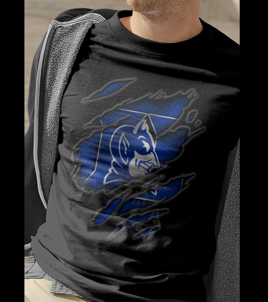 Torn Duke Blue Devils Logo Claw Marks T-Shirt