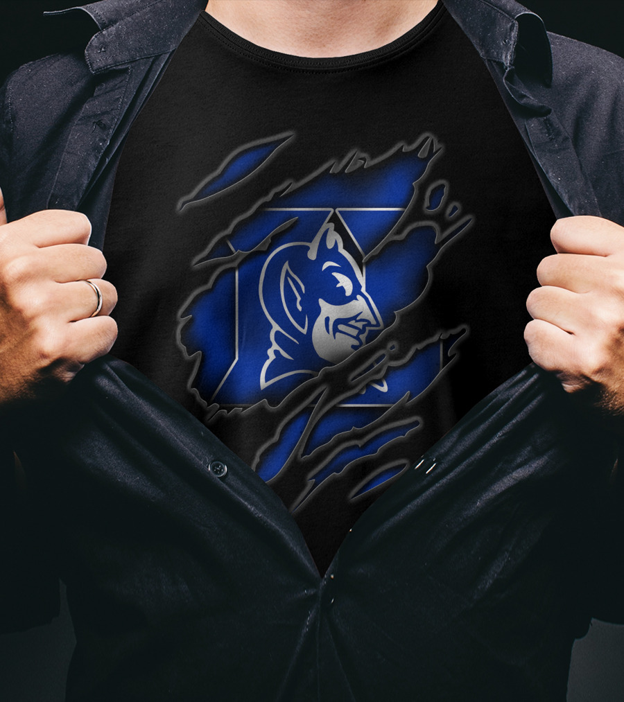 Torn Duke Blue Devils Logo Claw Marks T-Shirt
