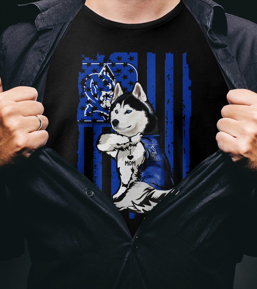 Siberian Husky Duke Blue Devils I Love Mom T-Shirt