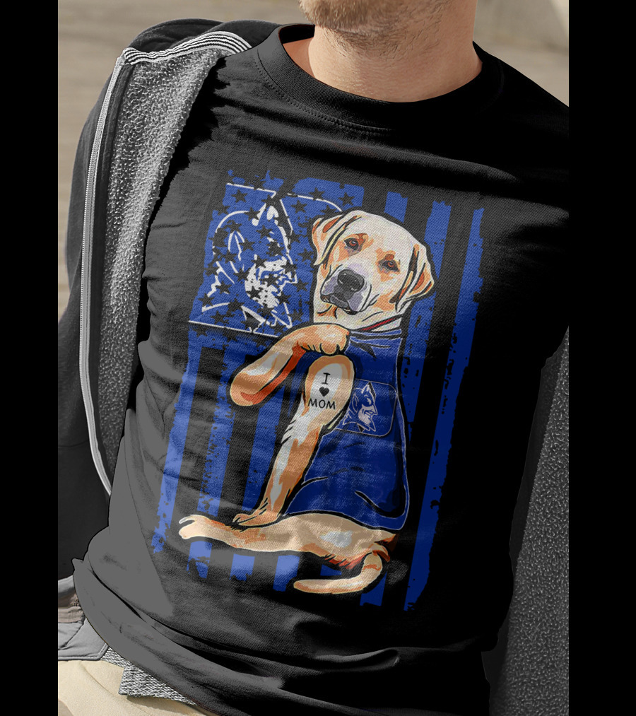 Labrador Retriever Duke Blue Devils I Love Mom T-Shirt