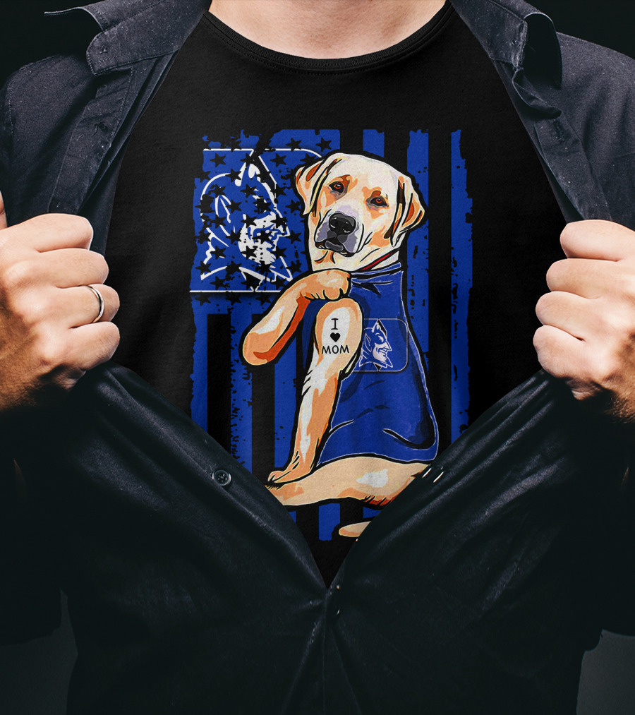 Labrador Retriever Duke Blue Devils I Love Mom T-Shirt
