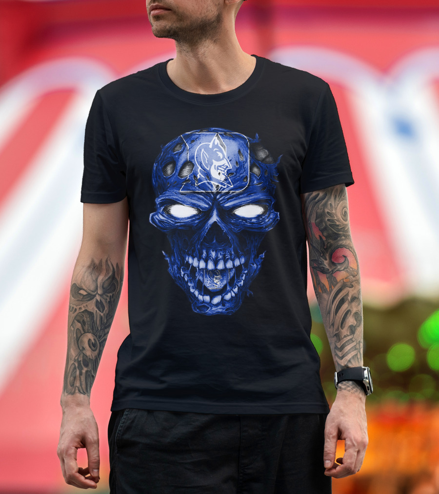 Skull Duke Blue Devils Iconic Logo Fusion T-Shirt