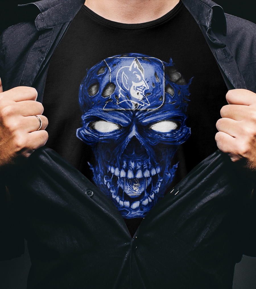 Skull Duke Blue Devils Iconic Logo Fusion T-Shirt