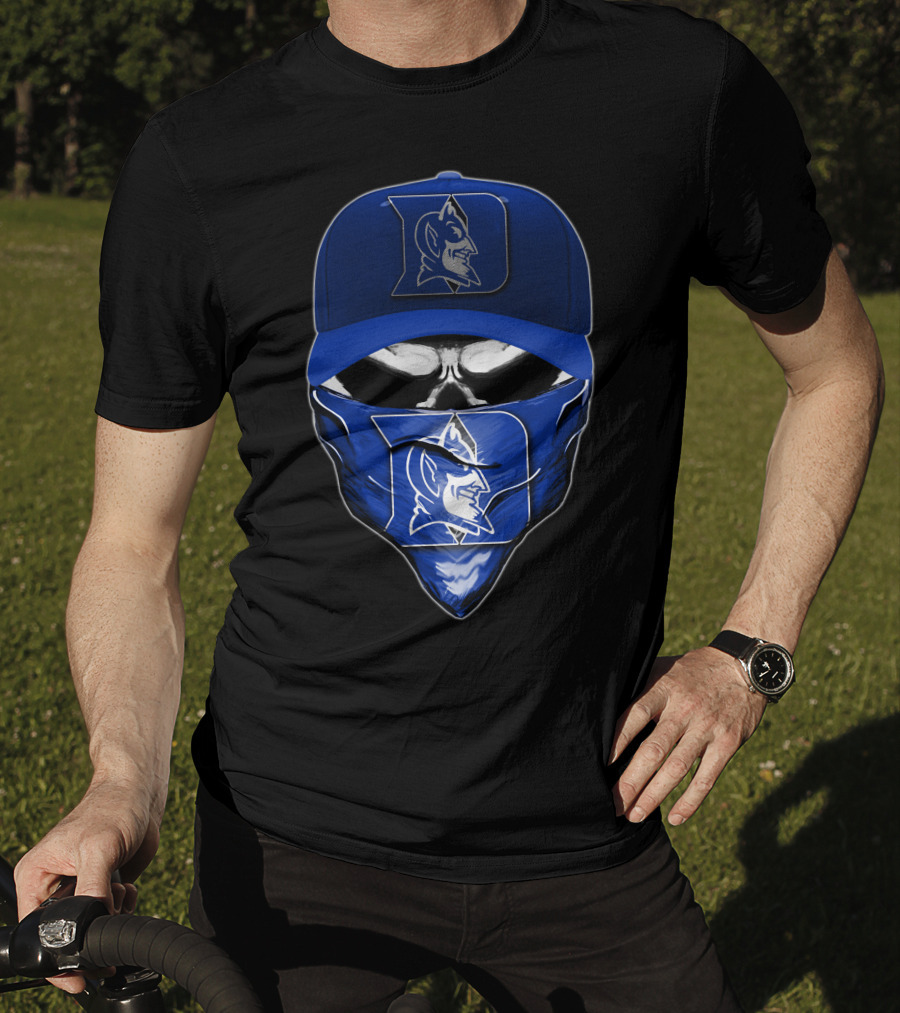 Skull Duke Blue Devils Mascot Bandana And Cap T-Shirt