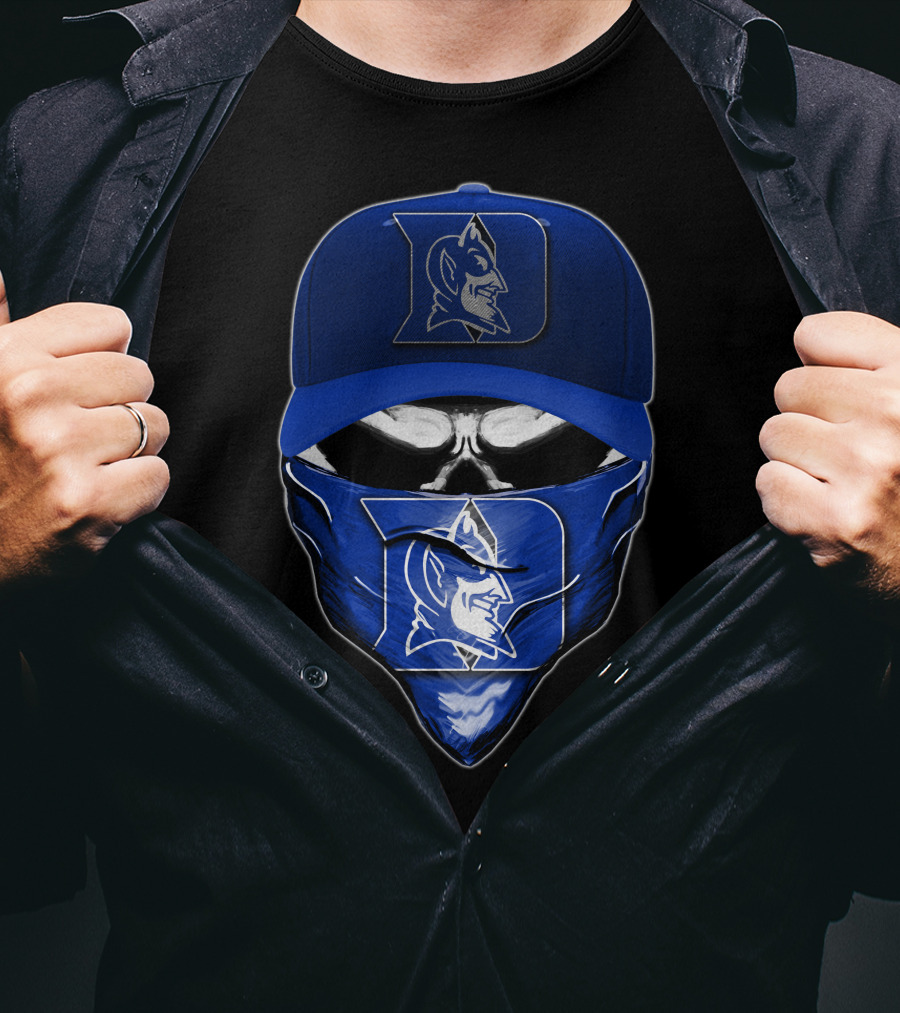 Skull Duke Blue Devils Mascot Bandana And Cap T-Shirt