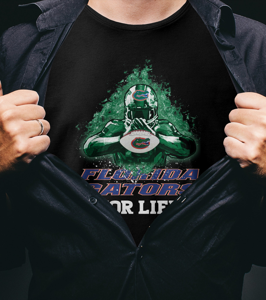 Florida Gators For Life Football Player Helmet And Ball T-Shirt