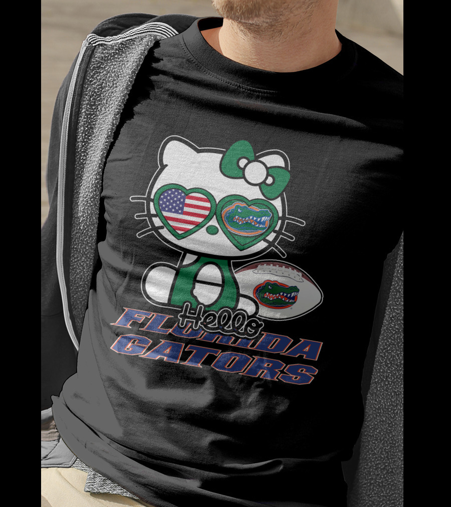 Hello Kitty Florida Gators Football American Flag T-Shirt