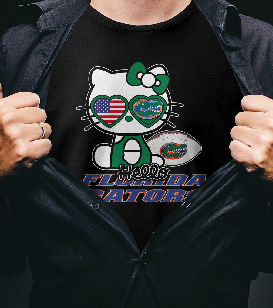 Hello Kitty Florida Gators Football American Flag T-Shirt