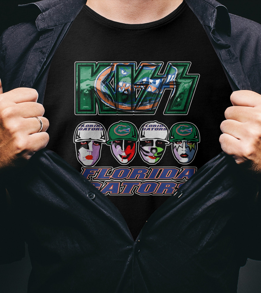 KISS Florida Gators Iconic Band Art Faces With Team T-Shirt