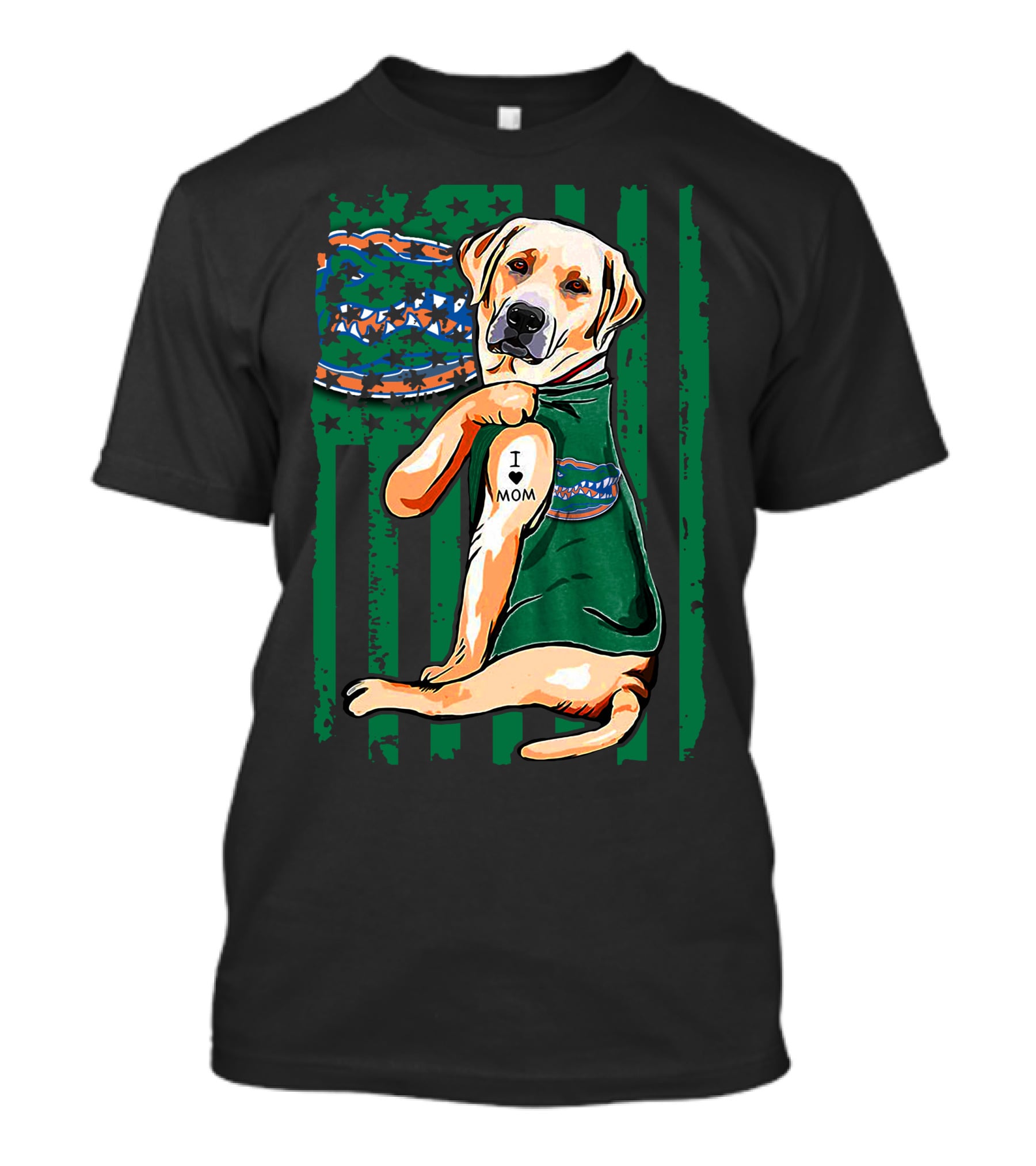 Labrador Retriever I Love Mom With Florida Gators Tattoo T-Shirt