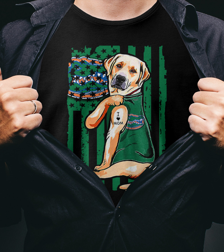 Labrador Retriever I Love Mom With Florida Gators Tattoo T-Shirt