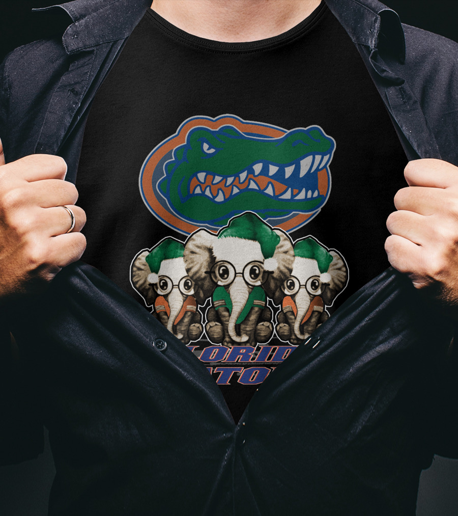 Elephant Christmas Trio With Florida Gators T-Shirt