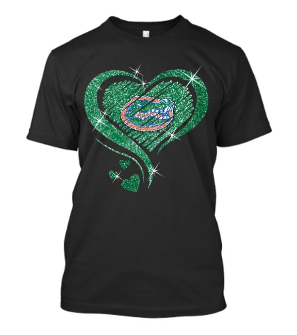 Florida Gators Glitter Heart Diamond Sparkle T-Shirt