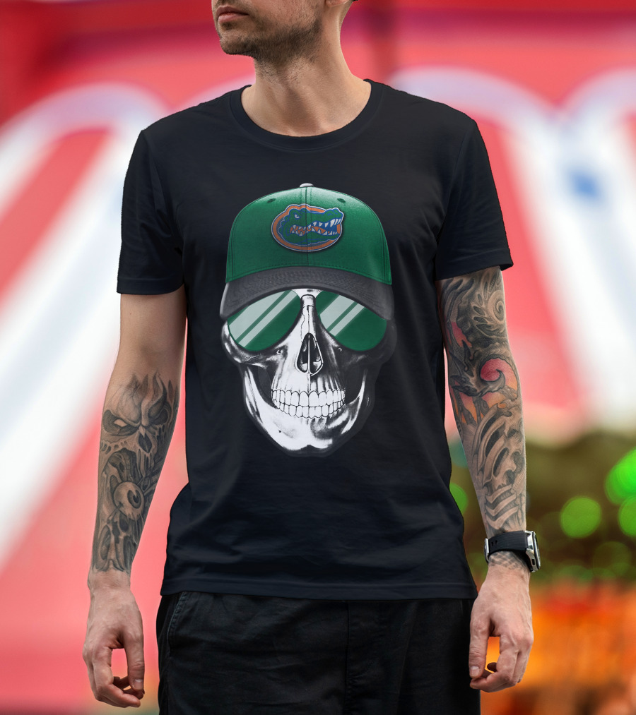 Florida Gators Skull with Cap and Sunglasses T-Shirt