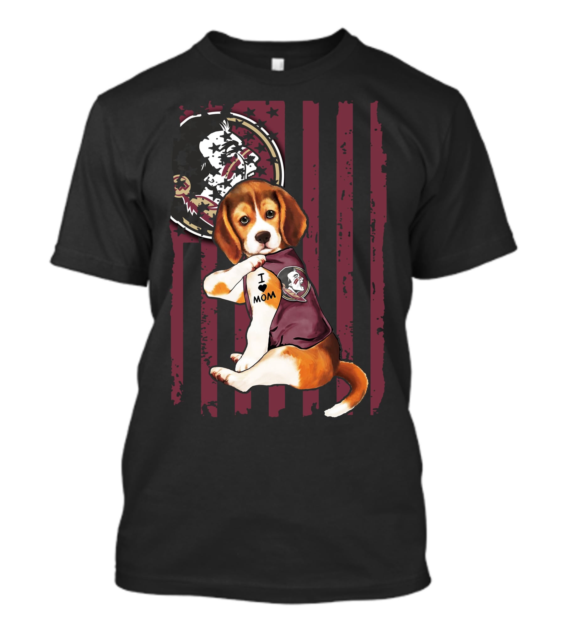 Beagle I Love Mom Florida State Seminoles T-Shirt