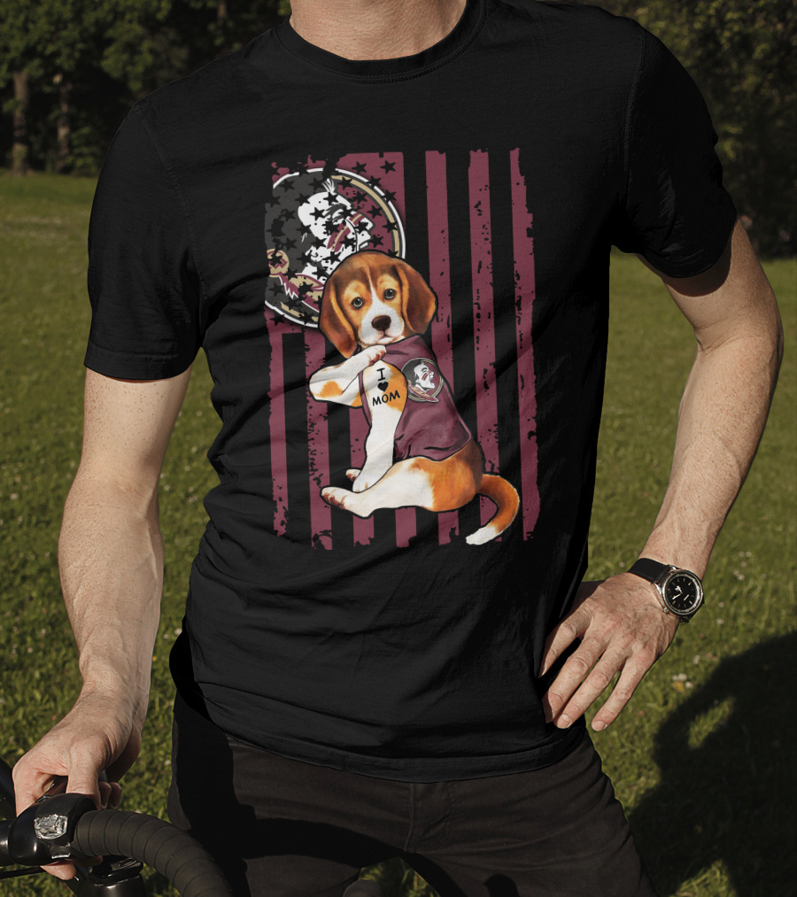 Beagle I Love Mom Florida State Seminoles T-Shirt