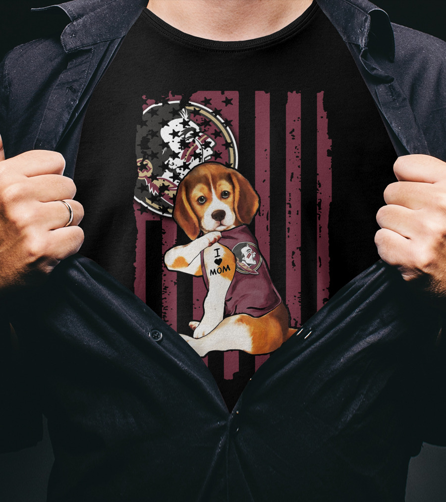 Beagle I Love Mom Florida State Seminoles T-Shirt