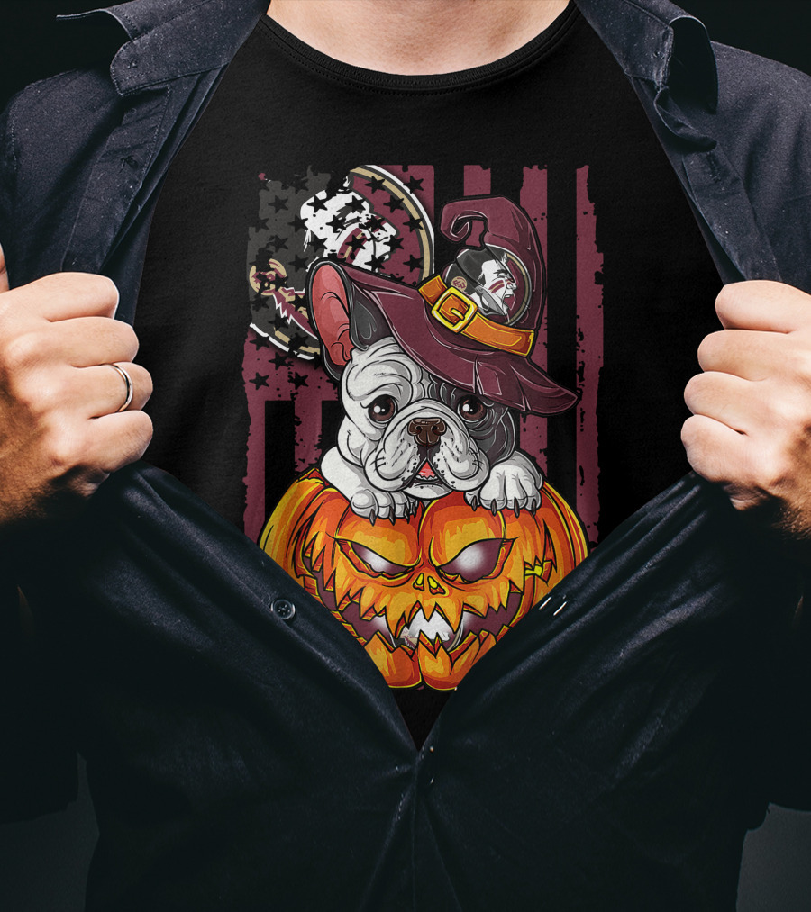 Hlw Bulldog Florida State Seminoles Halloween Pumpkin Wizard Hat T-Shirt