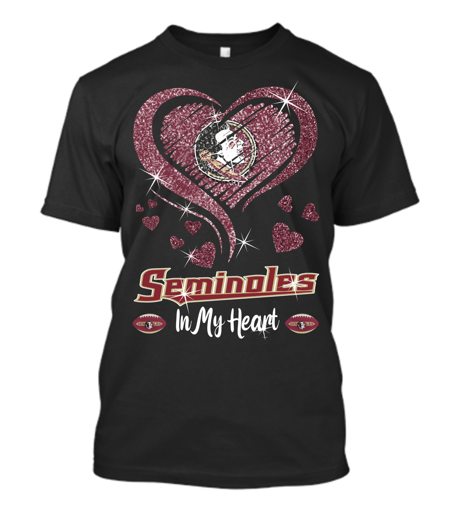 Seminoles In My Heart Florida State Football Hearts T-Shirt