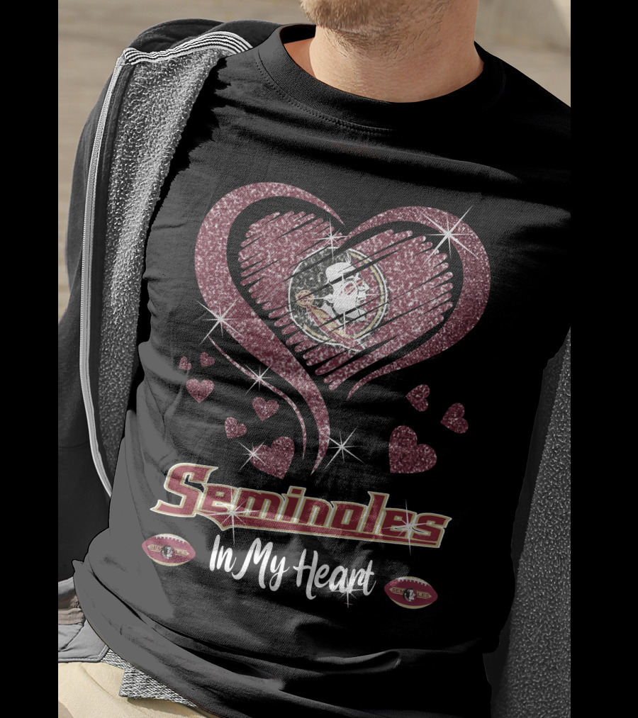 Seminoles In My Heart Florida State Football Hearts T-Shirt
