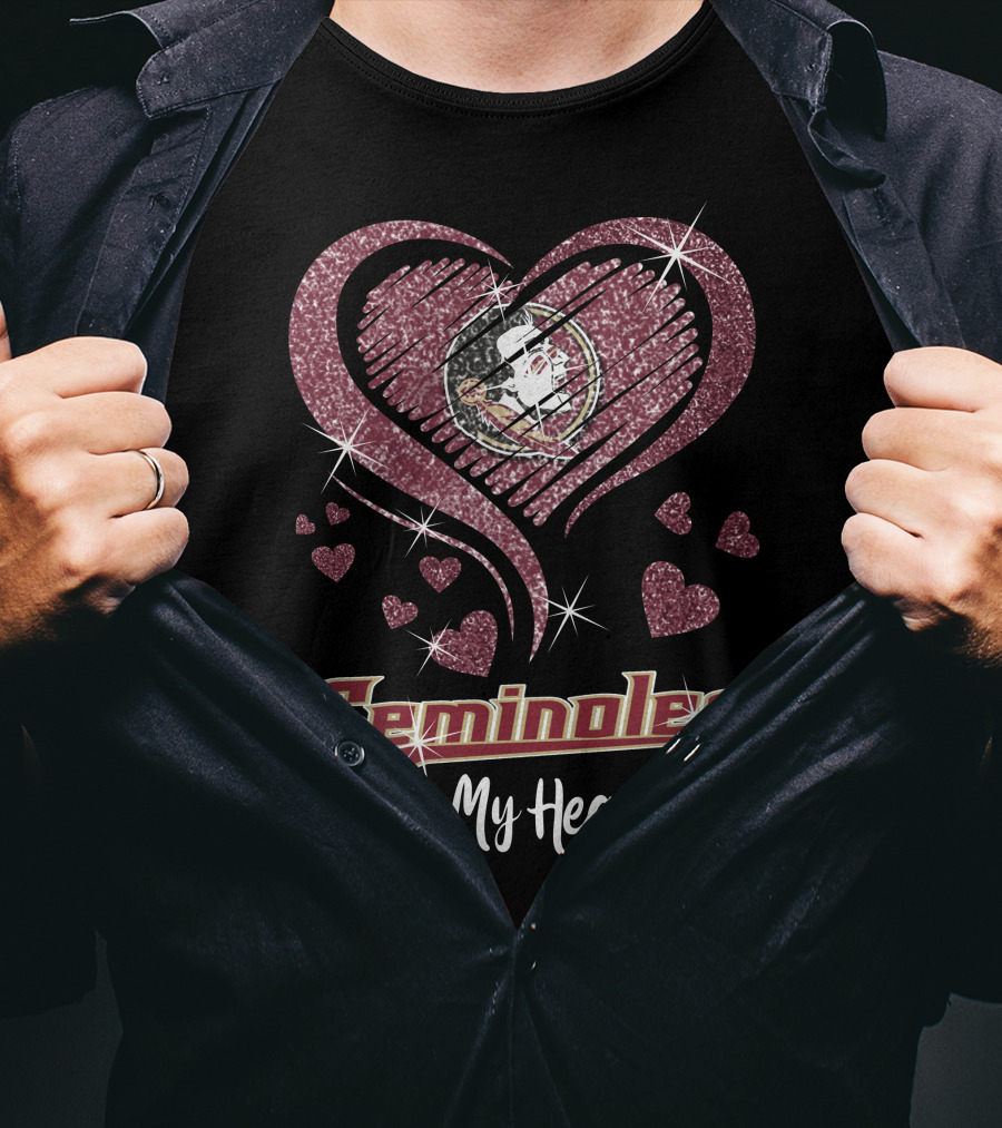 Seminoles In My Heart Florida State Football Hearts T-Shirt