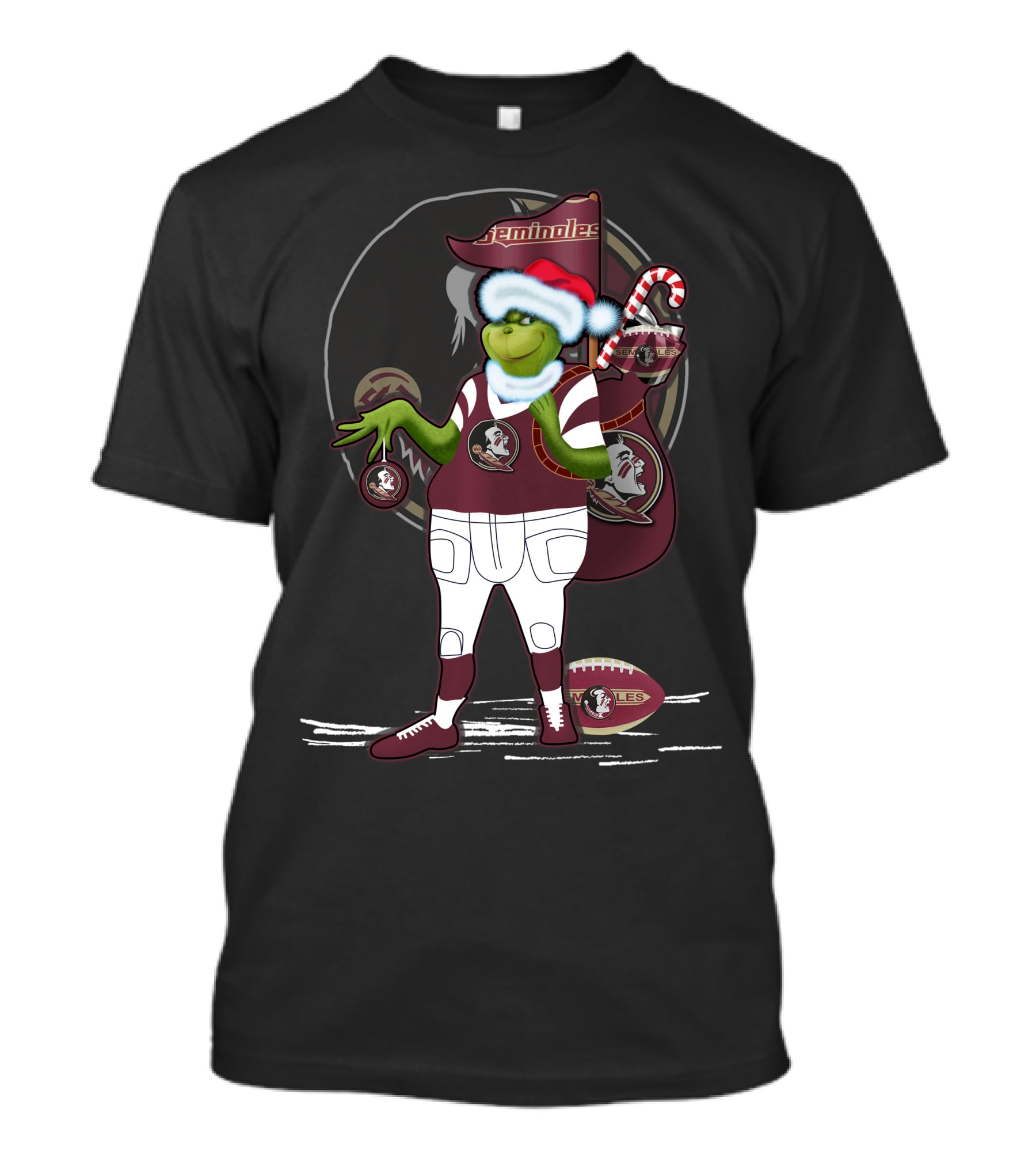 Grinchxmas Florida State Seminoles Holiday Football Fan T-Shirt