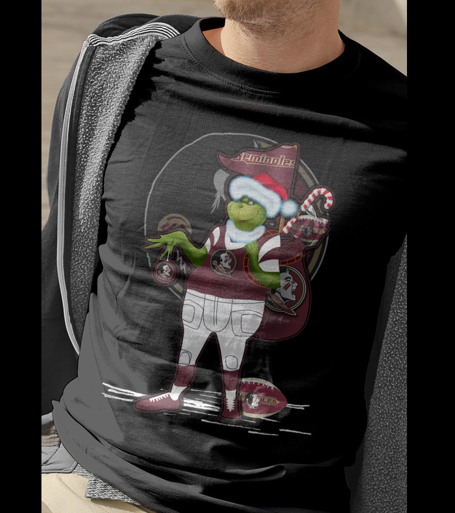Grinchxmas Florida State Seminoles Holiday Football Fan T-Shirt