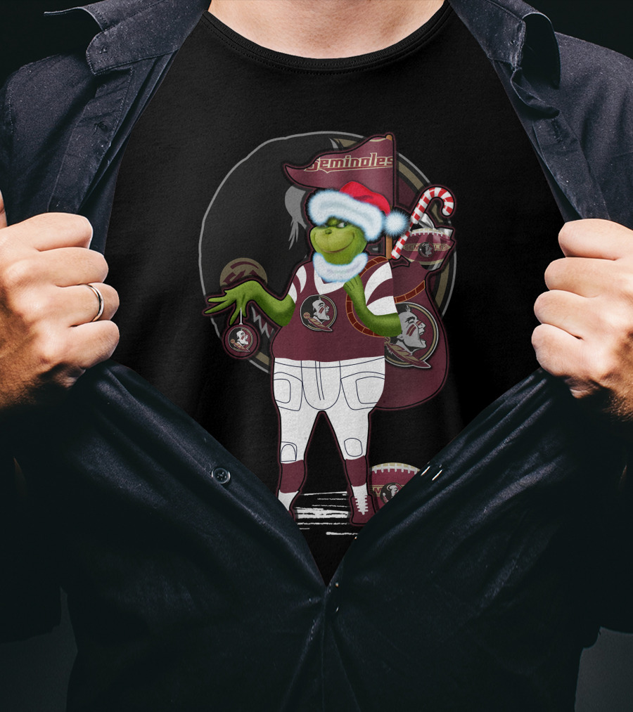 Grinchxmas Florida State Seminoles Holiday Football Fan T-Shirt