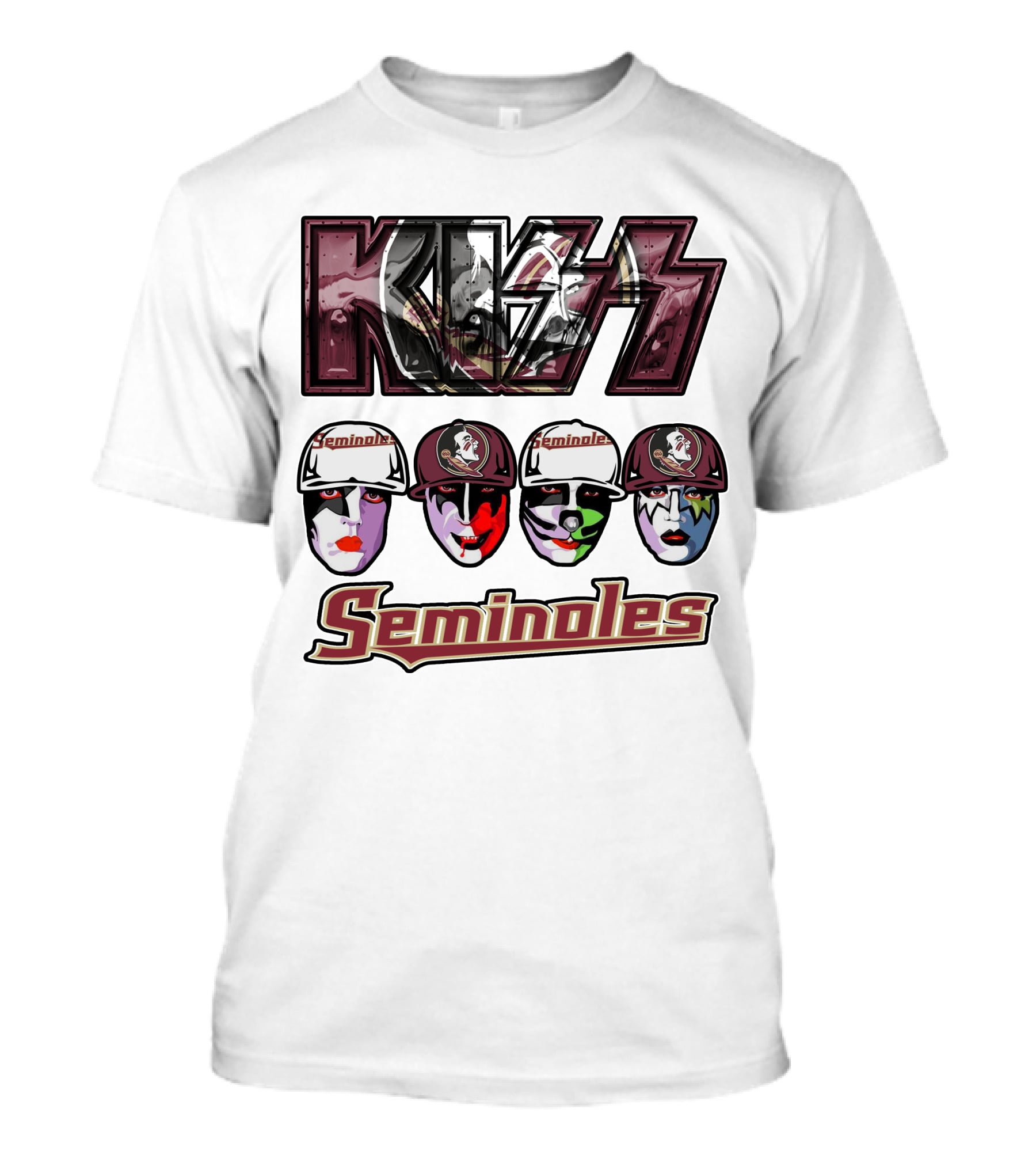 Kiss Florida State Seminoles Face Paint Caps T-Shirt