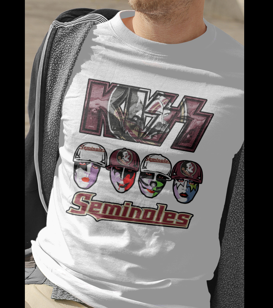Kiss Florida State Seminoles Face Paint Caps T-Shirt