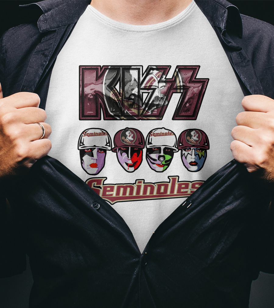 Kiss Florida State Seminoles Face Paint Caps T-Shirt