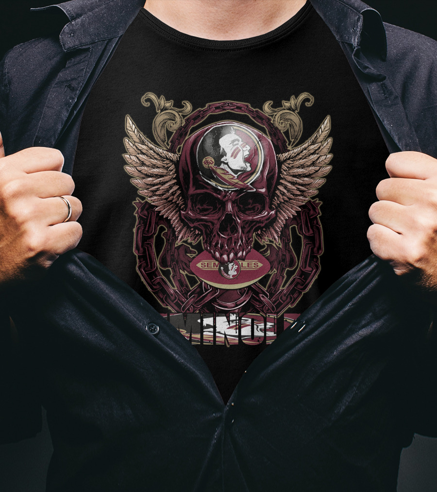 Seminoles Skull With Wings And Football T-Shirt