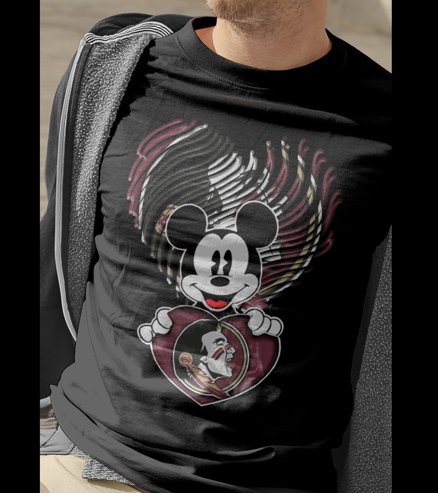 Mickey Mouse Florida State Seminoles Heart T-Shirt