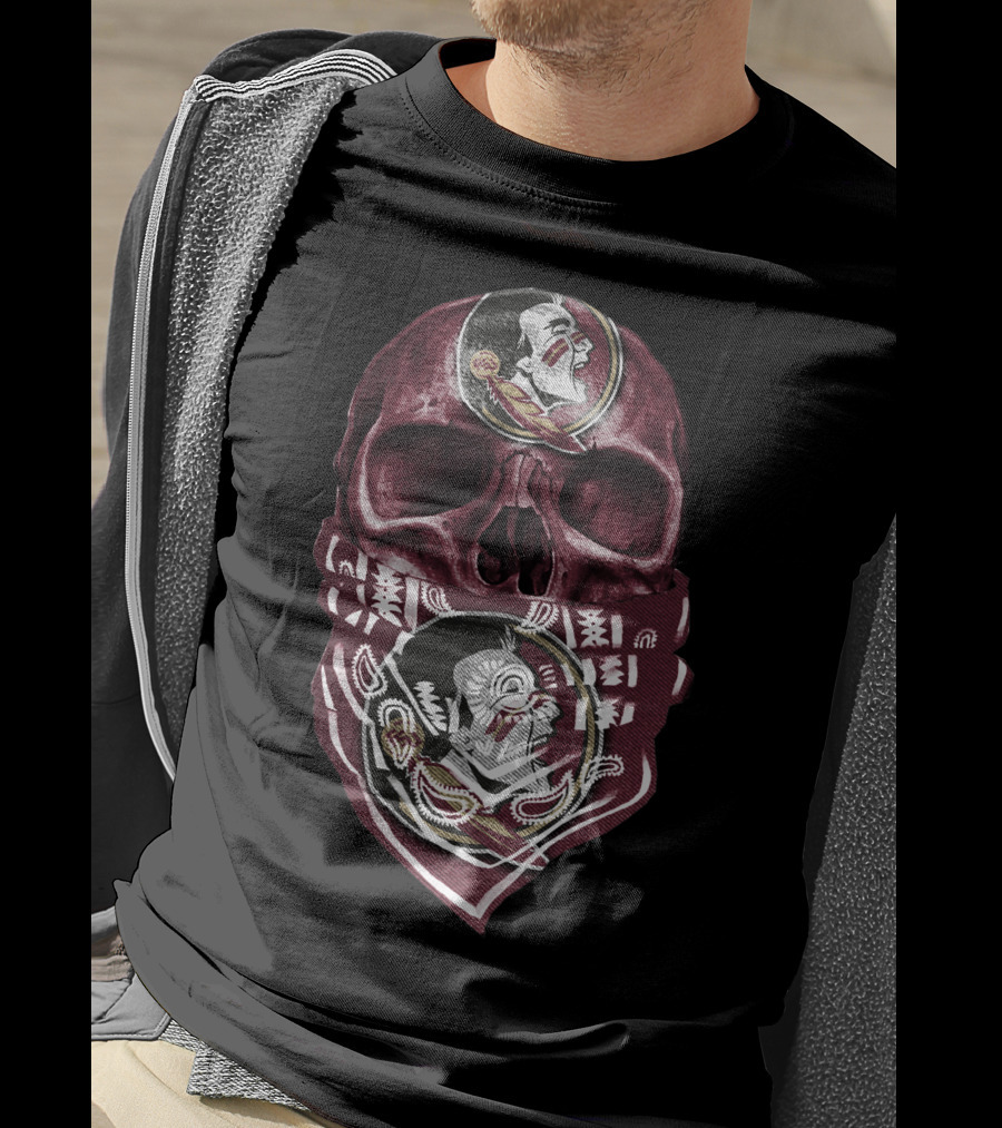 Skull With Florida State Seminoles Logo Bandana T-Shirt