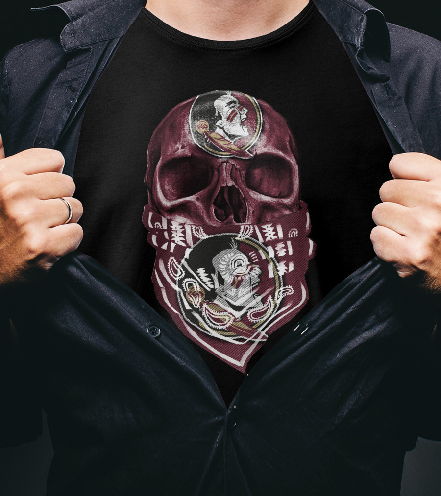Skull With Florida State Seminoles Logo Bandana T-Shirt