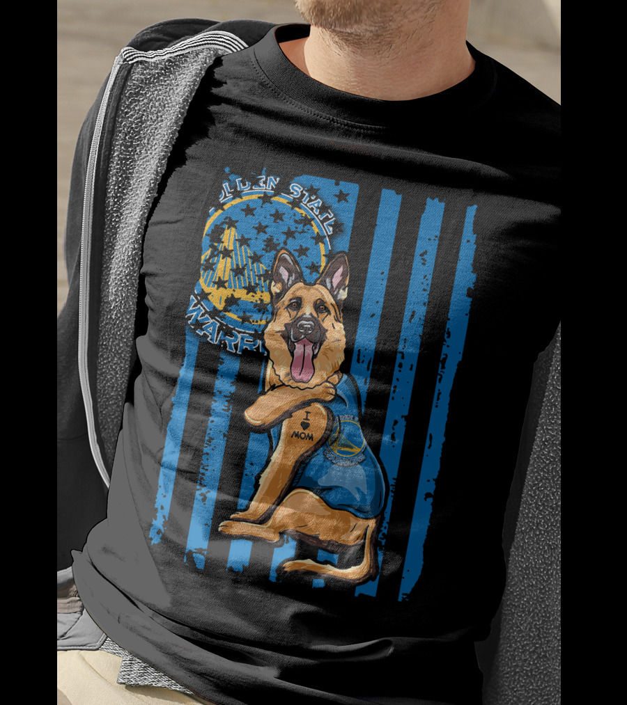 Golden State Warriors German Shepherd I Love Mom T-Shirt