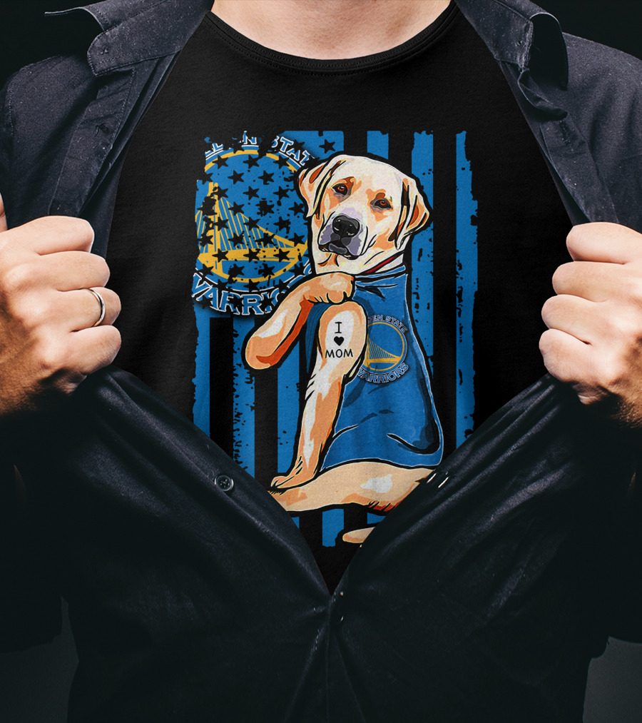 Golden State Warriors Labrador Retriever I Love Mom T-Shirt