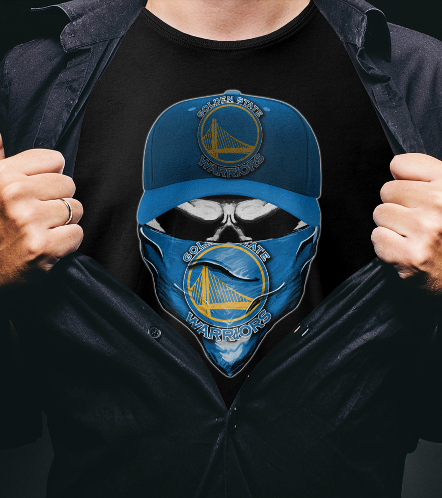 Golden State Warriors Skull V6 Bandana And Cap Combo T-Shirt