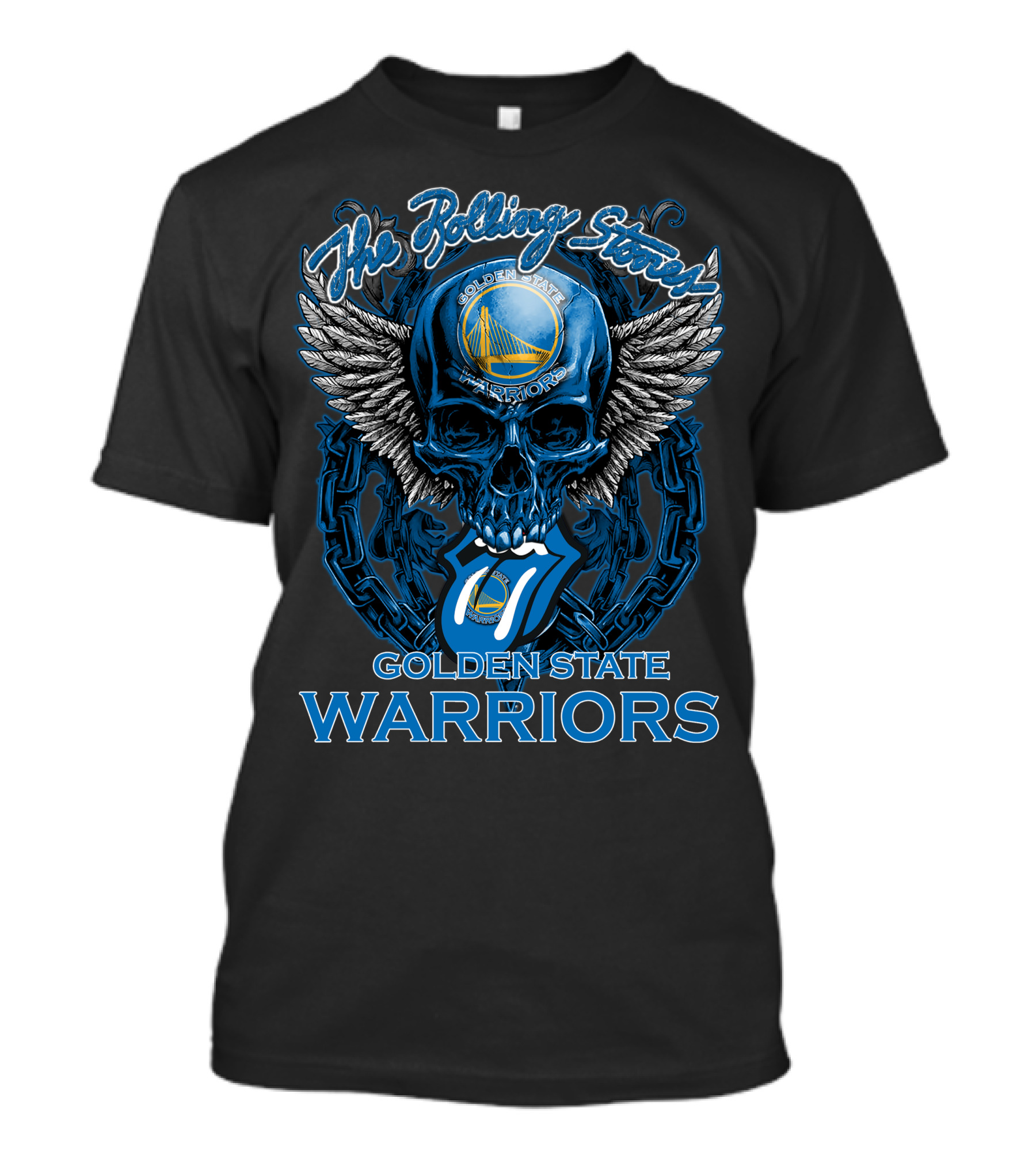 The Rolling Stones Golden State Warriors Skull And Tongue Logo Fusion T-Shirt