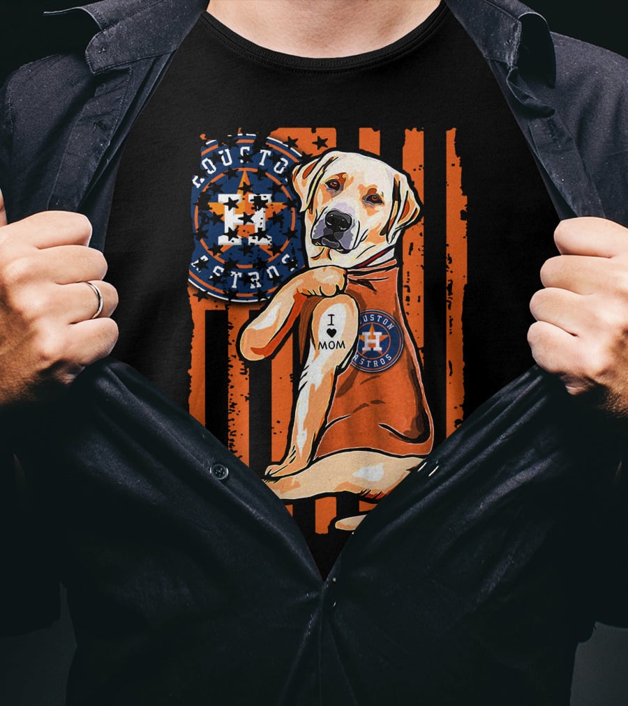 Labrador Retriever I Love Mom Houston Astros T-Shirt
